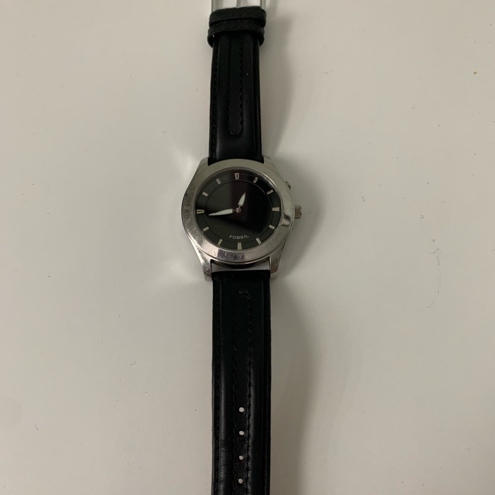 Black and silver fossil watch